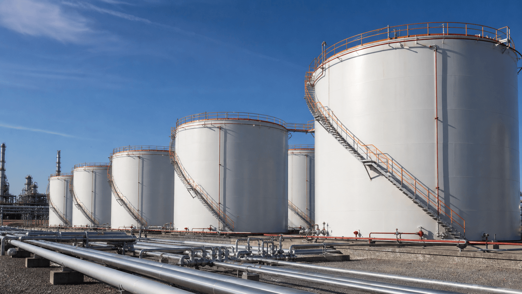 Oil and gas storage tank farm